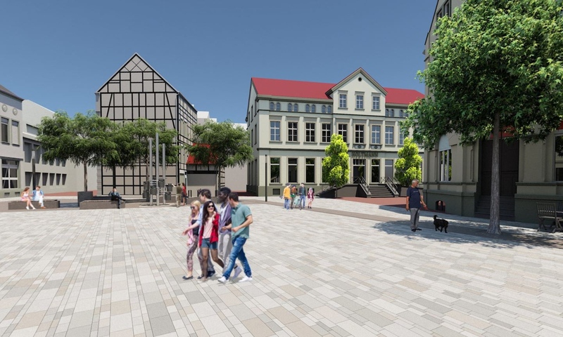Panorama-Darstellung Entwurf Marktplatzumgestaltung vorgestellt